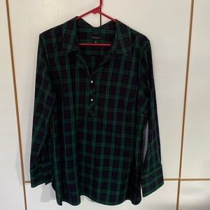 Talbots green and black check shirt